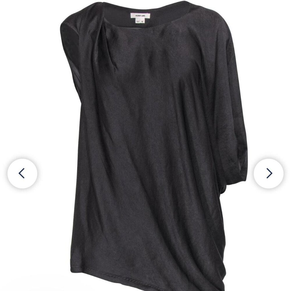 Helmut Lang - Brown Satin Asymmetric Draped Top